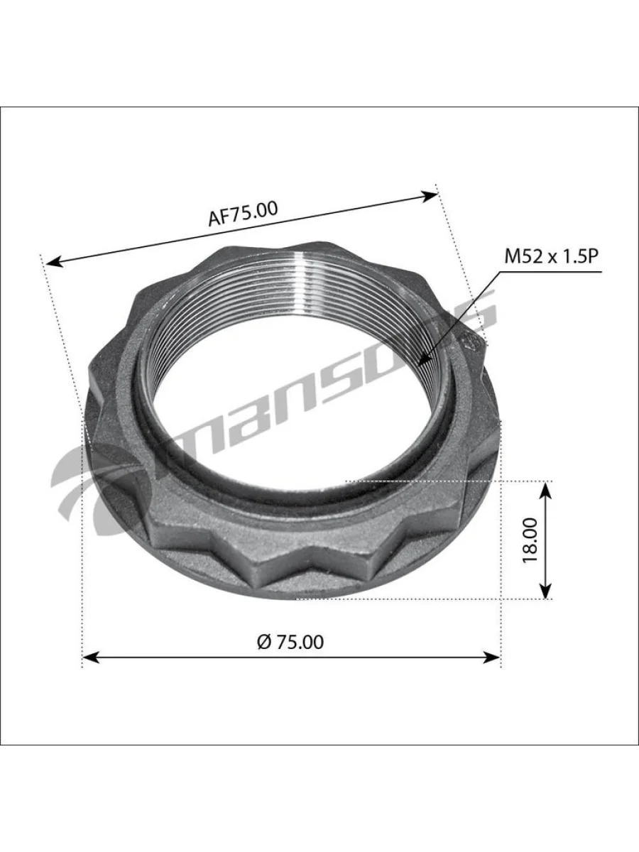 Гайка IVECO Daily ступицы задней (M52х1.5х20мм) MANSONS  в Керчи Республика Крым