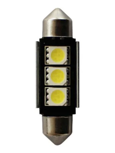 Лампа светодиодная 24V C5W SV8.5-8 6000K двухцокольная 3 светодиода MEGAPOWER