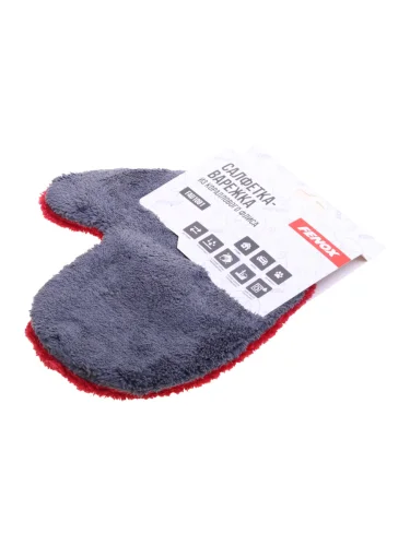 Варежка для мойки автомобиля красно-серая FENOX