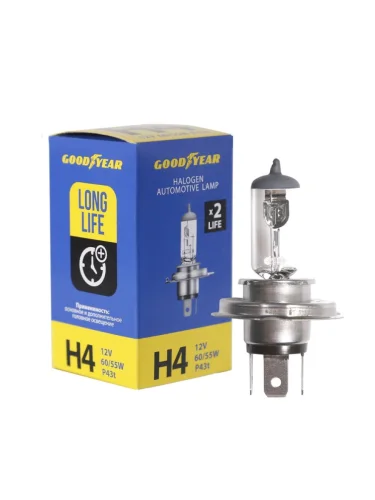 Лампа 12V H4 6055W P43t Long Life GOODYEAR