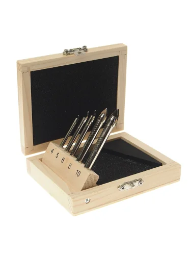 Набор сверл по стеклу и керамике 4.0-10.0мм (5шт.) в кейсе ROCKFORCE