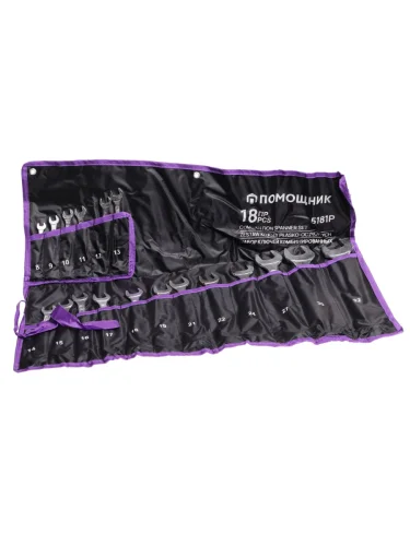 Набор ключей комбинированных 8-32мм 18 предметов на полотне ПОМОЩНИК