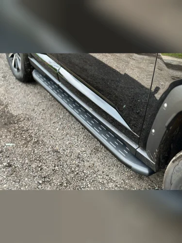 Пороги алюминиевые с пластиковой накладкой (карбон черные) 1820 мм Haval H7 2.0 4WD 2024