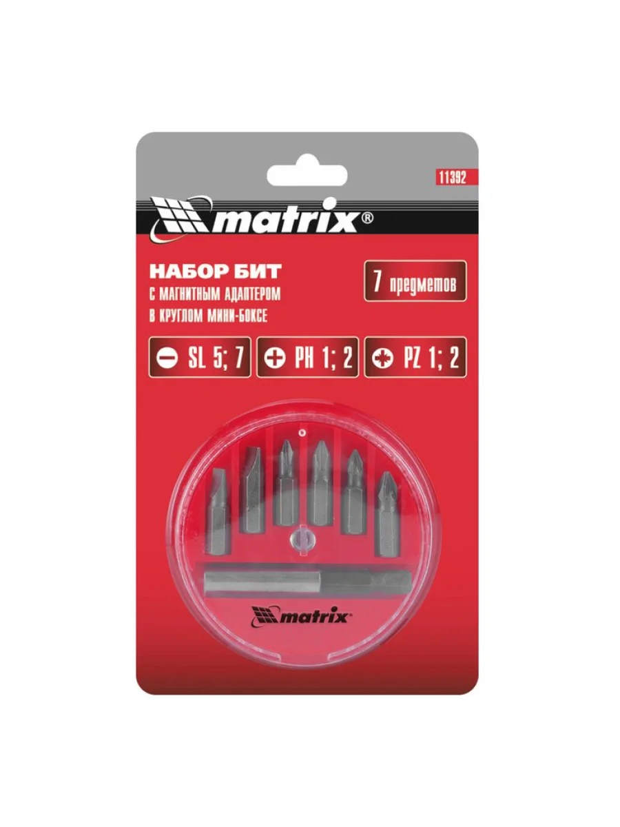 Набор бит 14" PH,PZ,SL с держателем магнитным 7 предметов в боксе MATRIX  в Керчи Республика Крым