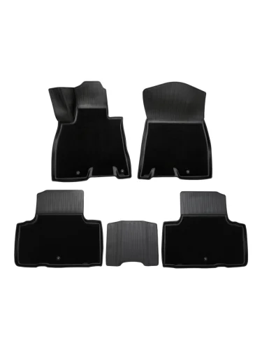 Комплект комбинированных ковриков в салон (5 мест) Norplast Unidec (черный) GENESIS GV80 1 JX1 рестайлинг (2023-2025)