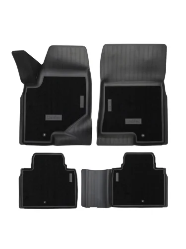 Коврики салонные комбинированные (5 мест) Unidec (черные) SSANGYONG Rexton Y400 дорестайлинг (2017-2020)