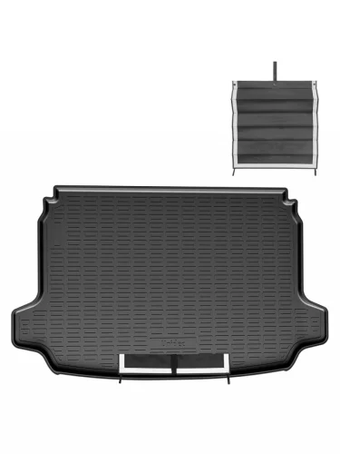 Коврик багажника (полиуретан) Norplast Unidec (черный с текстильным фартуком) Fiat 600e хэтчбэк 5 дв. (2023-2025)