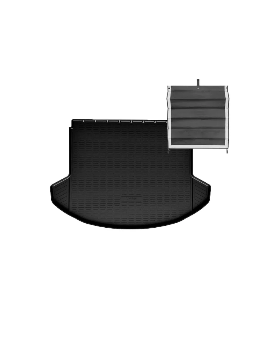 Коврик багажника (полиуретан) Norplast Unidec Changan CS75 Plus рестайлинг (2023-2025) (черный с текстильным фартуком)  в Перми Пермском крае