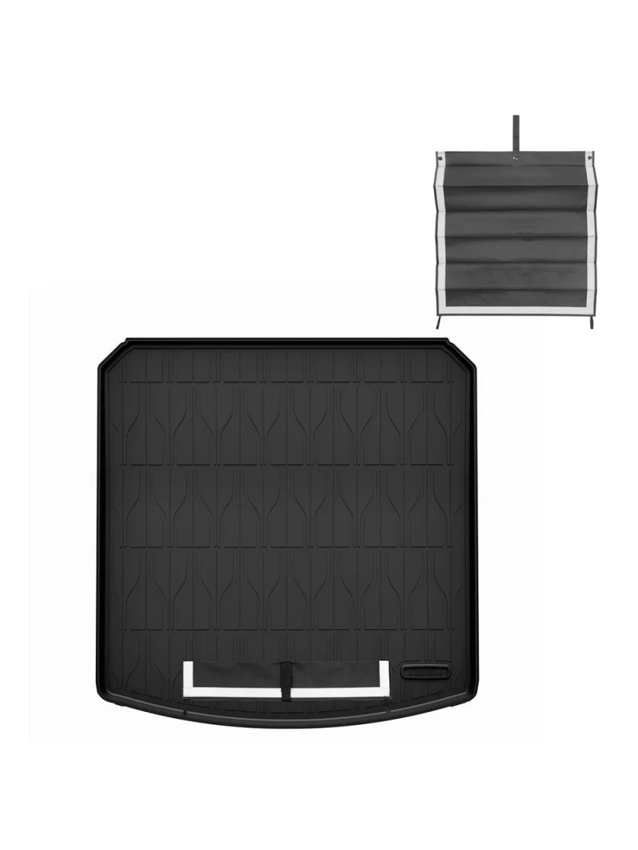 Коврик багажника (полиуретан) Norplast Unidec Hongqi H6 лифтбэк (2022-2025) (черный с текстильным фартуком)  в Самаре Самарской области
