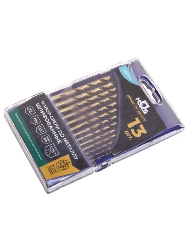 Набор сверл по металлу 1.5-6.5мм HSS Titanium (13шт.) MOS