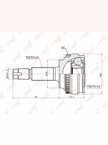ШРУС наружный TOYOTA Corolla (01-07) (1.41.6) комплект LYNX