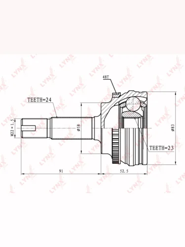 ШРУС наружный TOYOTA Yaris (99-05) передний LYNX