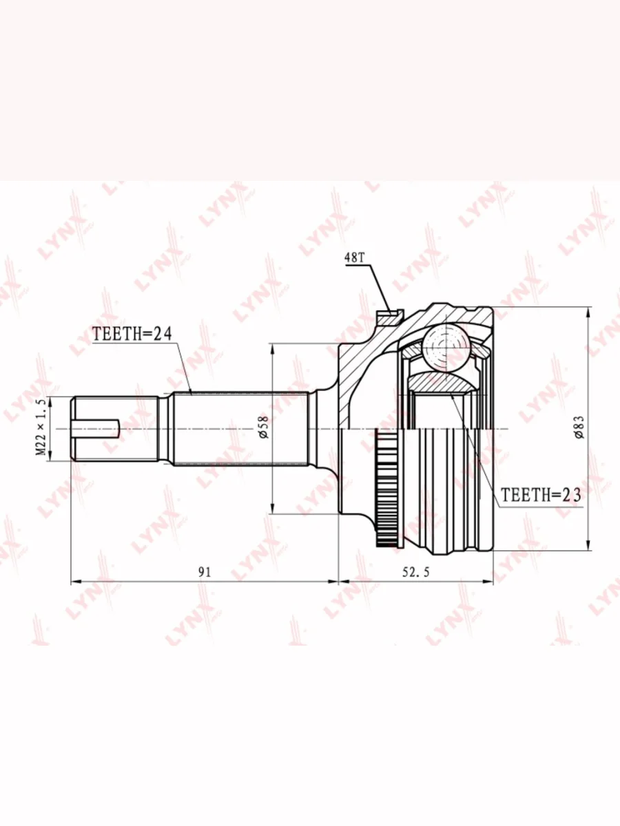 ШРУС наружный TOYOTA Yaris (99-05) передний LYNX  в Перми Пермском крае