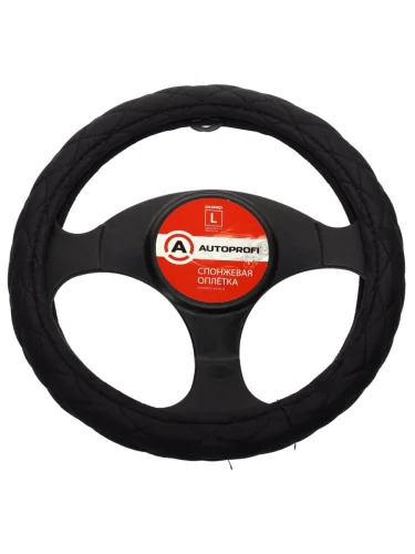 Оплетка руля (L) 39-41см черная алькантара AUTOPROFI