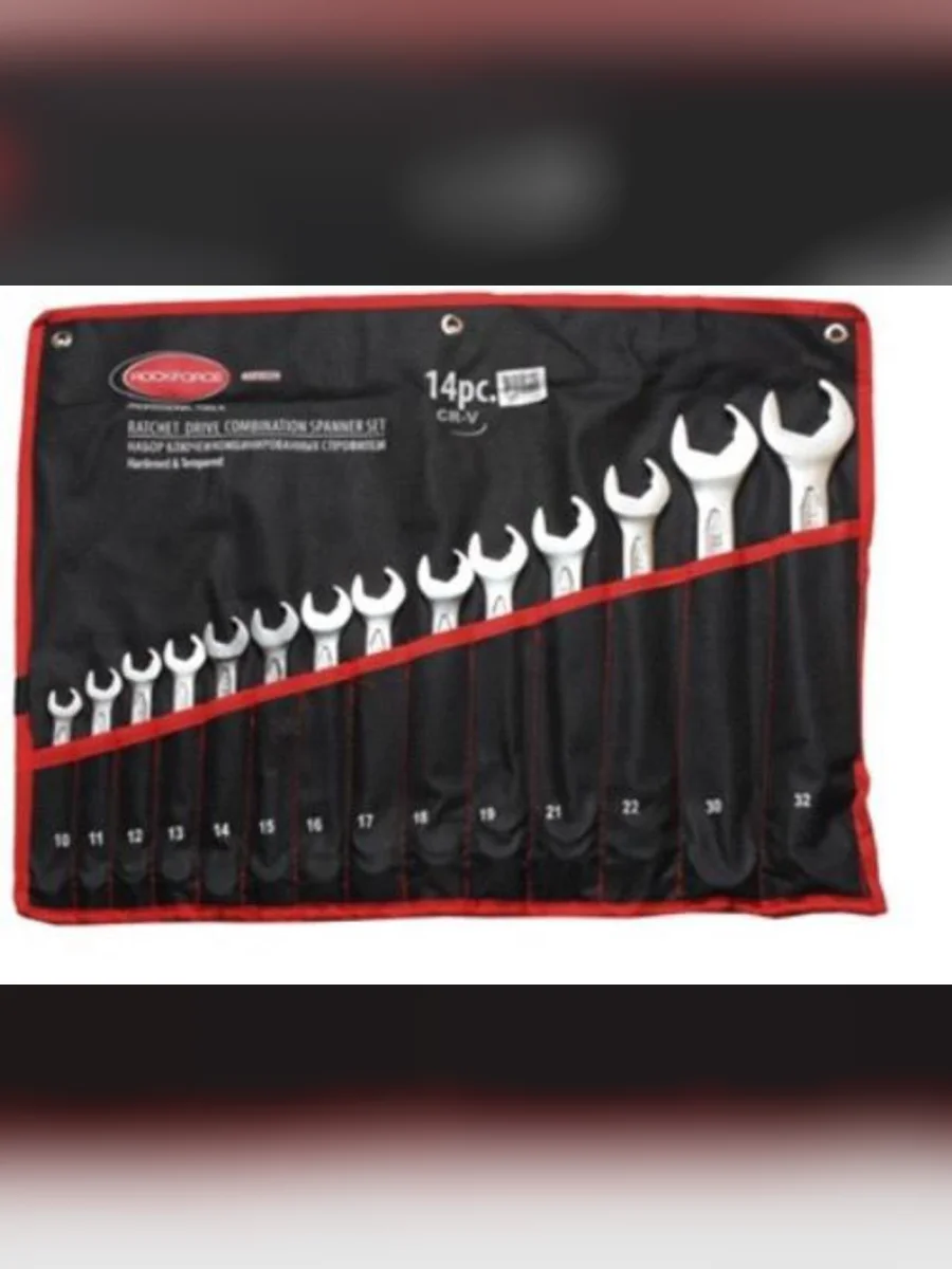 Набор ключей комбинированных 10-32мм (Ratchet Drive) 14 предметов на полотне ROCKFORCE  в Керчи Республика Крым