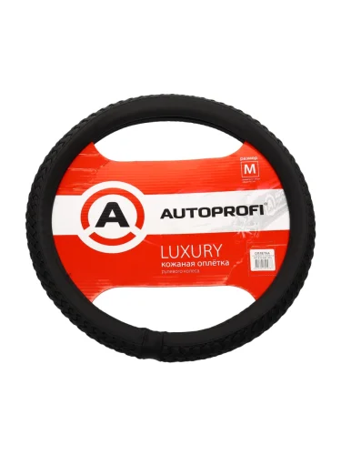 Оплетка руля (M) 37-39см черная натуральная кожа Luxury AUTOPROFI
