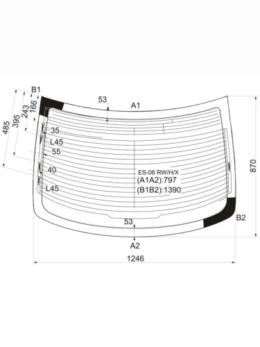 Стекло заднее (Цвет зеленый Обогрев Антенна) Lexus ES 06-12