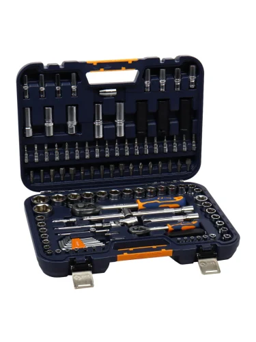 Набор головок торцевых,бит и бит-головок 14,12 6-ти гранных 112 предметов в кейсе LIGE