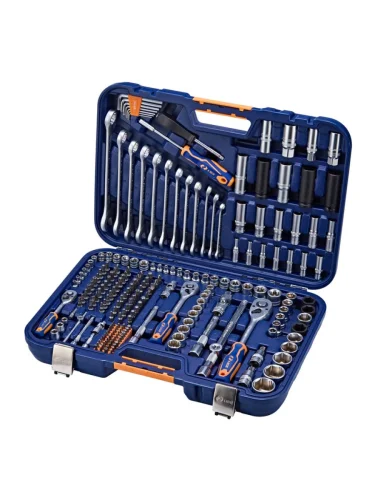 Набор инструментов 218 предметов слесарно-монтажный 12,14,38 6-ти гран. в кейсе LIGE