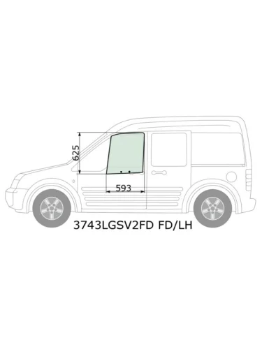 Стекло боковое опускное (Спереди Слева Цвет зеленый) Ford Tourneo Connect 02-13