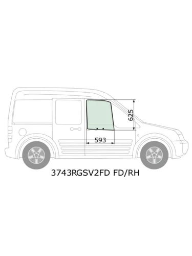 Стекло боковое опускное (Спереди Справа Цвет зеленый) Ford Tourneo Connect 02-13