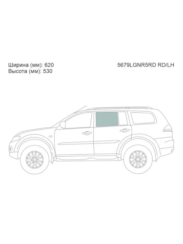 Стекло боковое опускное (Сзади Слева Цвет зеленый) Mitsubishi Pajero Sport 08-17  Montero Sport 9