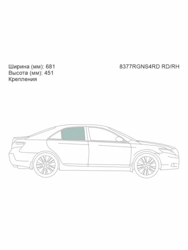 Стекло боковое опускное (Сзади Справа Цвет зеленый Крепления) Toyota Camry (XV40) 06-11  Daihats