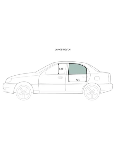Стекло боковое опускное (Сзади Слева Цвет зеленый) Chevrolet Lanos 05-09  Daewoo Lanos 97-08  ЗА