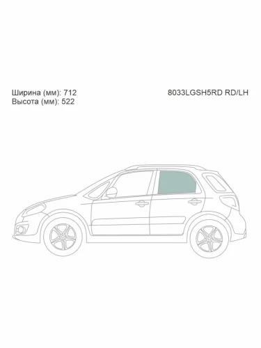 Стекло боковое опускное (Сзади Слева Цвет зеленый) Suzuki SX4 06-16  Fiat Sedici 06-11