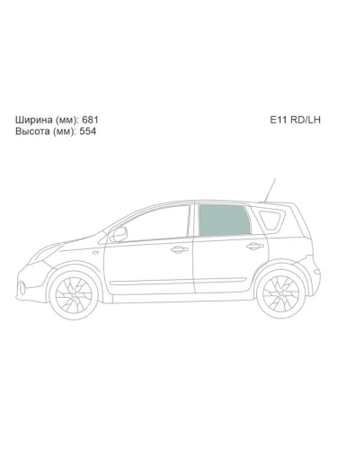Стекло боковое опускное (Сзади Слева Цвет зеленый) Nissan Note 05-13