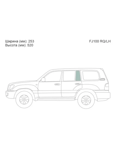 Стекло форточки (Сзади Слева Цвет зеленый) Toyota Land Cruiser (J100) 98-07  Lexus LX 98-07  Toy