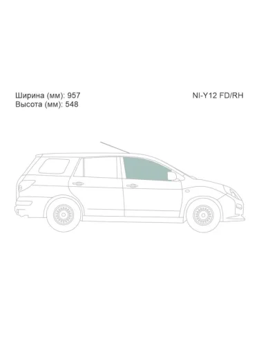 Стекло боковое опускное (Спереди Справа Цвет зеленый) Mitsubishi Lancer 07-10  Nissan AD 06-16 