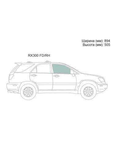 Стекло боковое опускное (Спереди Справа Цвет зеленый) Lexus RX 97-03  Toyota Harrier (XU10) 97-03