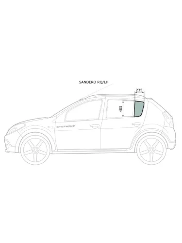 Стекло форточки (Сзади Слева Цвет зеленый) Renault Sandero 09-14  Dacia Sandero 08-12  Renault S