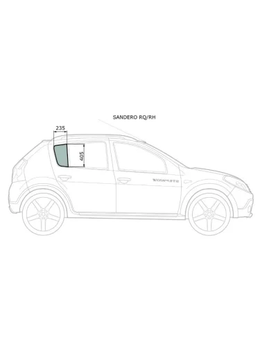 Стекло форточки (Сзади Справа Цвет зеленый) Renault Sandero 09-14  Dacia Sandero 08-12  Renault