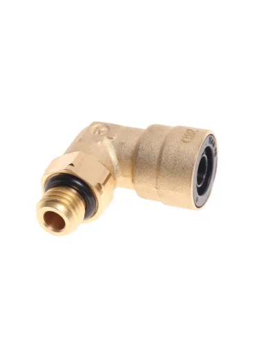 Соединитель трубки ПВХ,полиамид d=12мм (наружная резьба) М12х1.5 угольник латунь КАМОЦЦИ