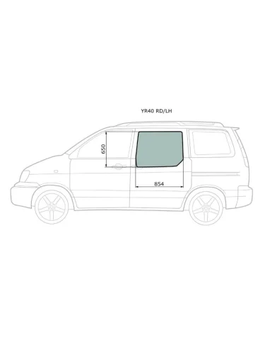 Стекло боковое опускное (Сзади Слева Цвет зеленый) Toyota Lite Ace 96-07  Lite Ace Noah 96-01  T