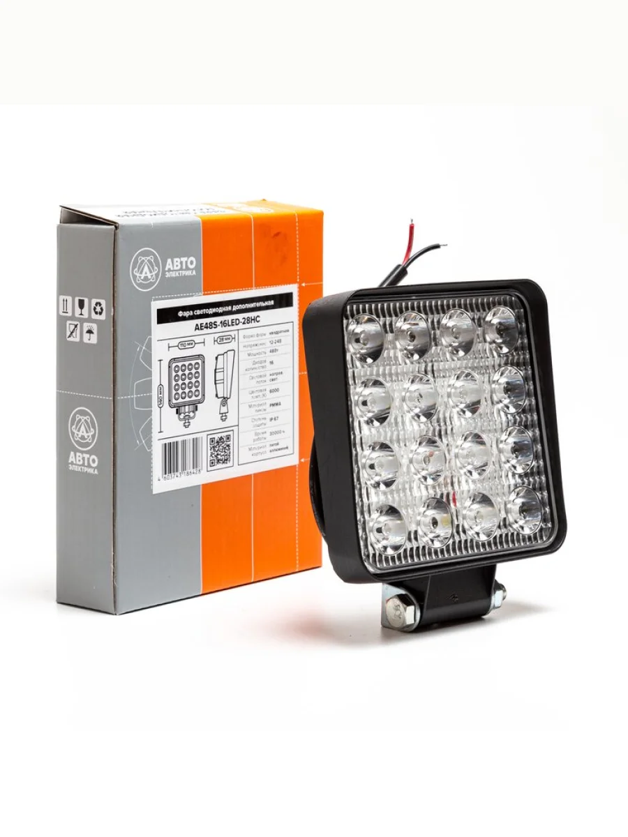 Фара рабочего света квадратная 110х140х28 48Вт 16 светодиодов направленный свет AVTOELECTRICA  в Керчи Республика Крым