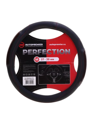 Оплетка руля (M) 37-39см черная дерево экокожа PREMIER