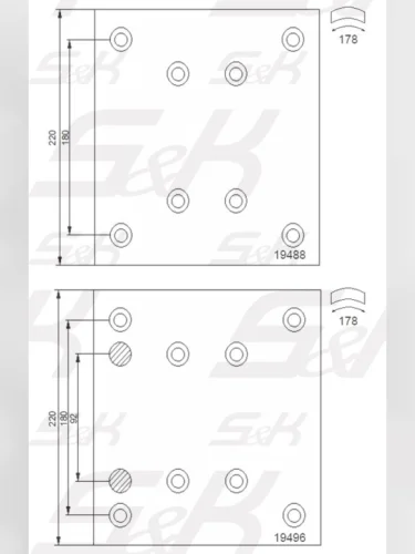 Накладка тормозной колодки MAN MERCEDES заднейпередней стандарт (410х223) (8шт.) SK
