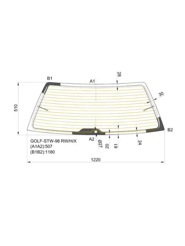 Стекло заднее (Цвет зеленый Обогрев) Volkswagen Golf 97-06