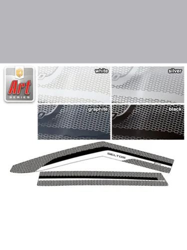 Ветровики дверей Серия Art серебро Kia Seltos  2019-н.в.