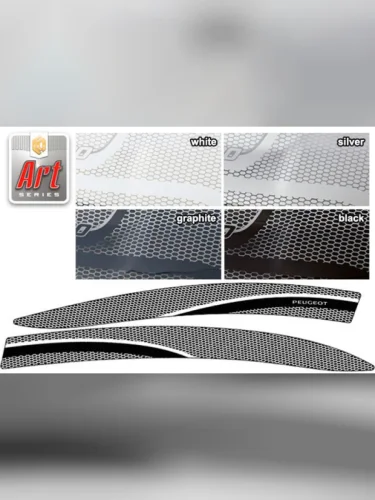 Ветровики дверей Серия Art серебро Peugeot 408 седан 2012–2017