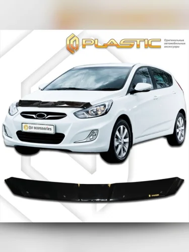 Дефлектор капота Classic черный Hyundai Solaris хетчбэк 2011-2013