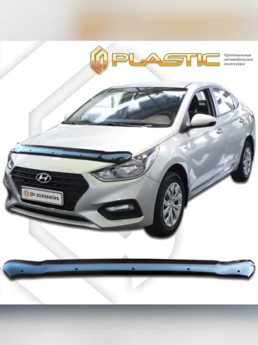 Дефлектор капота Classic черный Hyundai Solaris  2017–н.в.