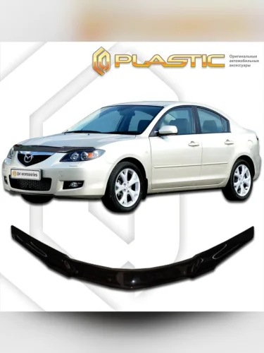 Дефлектор капота Classic черный Mazda 3 седан 2004-2009