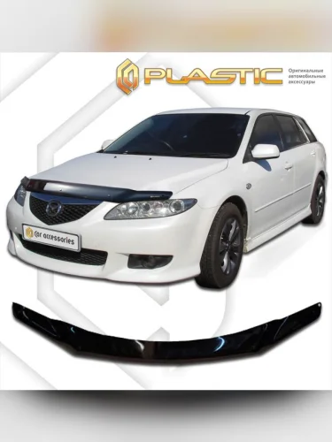 Дефлектор капота Classic черный Mazda 6 универсал 2002-2008