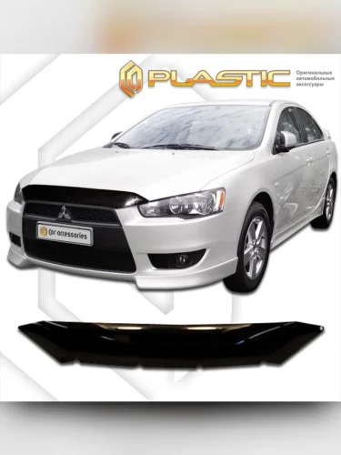 Дефлектор капота Classic черный Mitsubishi Lancer  2007-2009