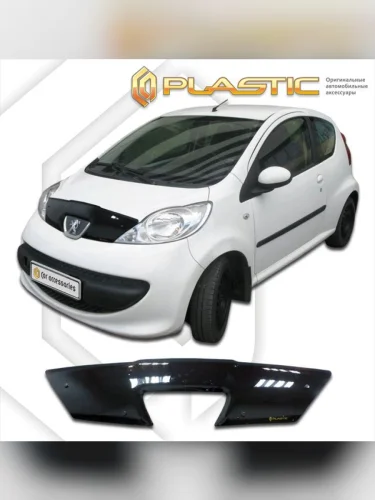 Дефлектор капота Classic черный Peugeot 107 3-door 2005-2012