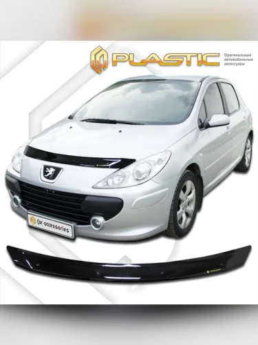 Дефлектор капота Classic черный Peugeot 307 хетчбек 2005-2008